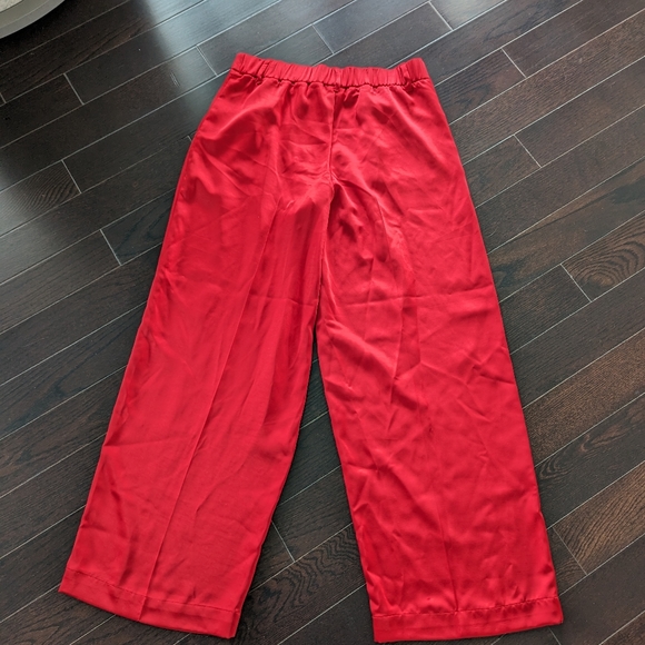 Red Satin Wide Leg Pants - Picture 12 of 12